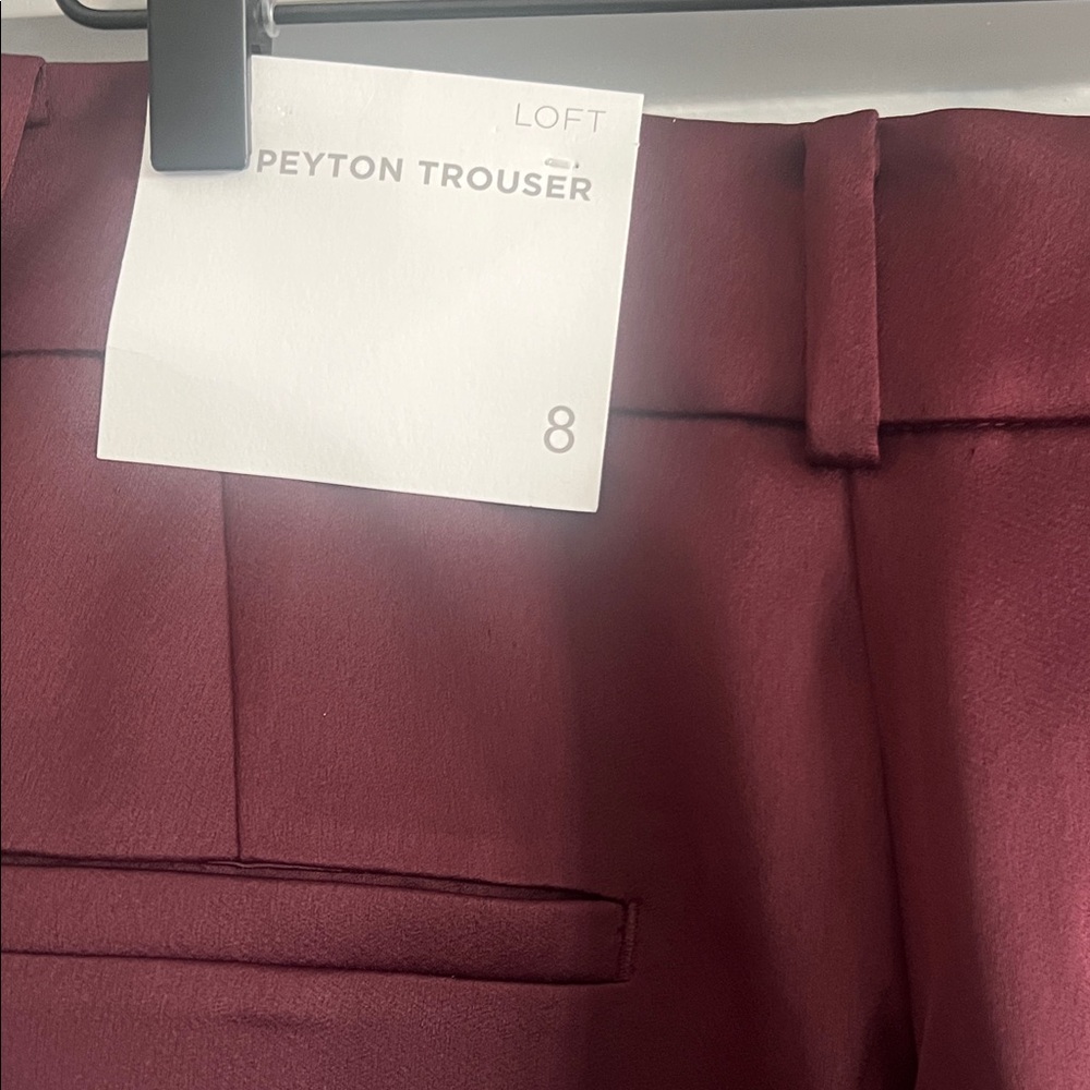 LOFT Deep Burgundy Women's Satin Trousers - Picture 4 of 5